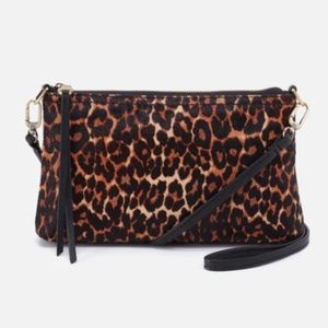 HOBO - Darcy Baguette Bag Wristlet Purse Leather Hair On‎ Leopard Converti…